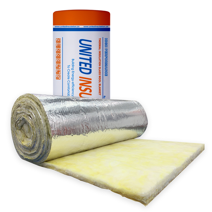 R122 R188 Roof and Wall Thermal Heat Insulation 50mm 80mm Thickness Aluminum Foil Fiberglass Insulation Rolls Glass Wool Price