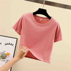 Fashion Wholesale Spring Oversize Blank Yoga Top Women Tees Cropped Plain T Shirt For Ladies