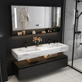 Luxury Floating Bathroom Dresser Mirror Cabinet Modern Wall-mounted Bathroom Dresser Set