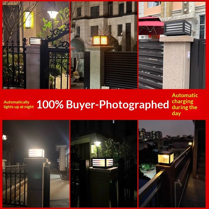 Solar Fence Light Outdoor Easy-to-Install Waterproof Solar Post Cap Light Outdoor Solar Pillar Lights for Main Gate Decoration