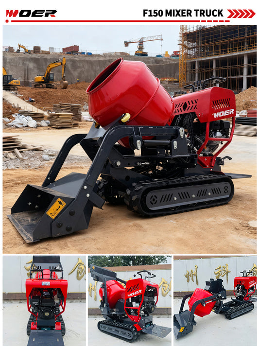 Woer Automatic Dumper Concrete Mixer Diesel Engine Self Propelled Concrete Mixer Truck Crawler Type Concrete Machinery Mixer
