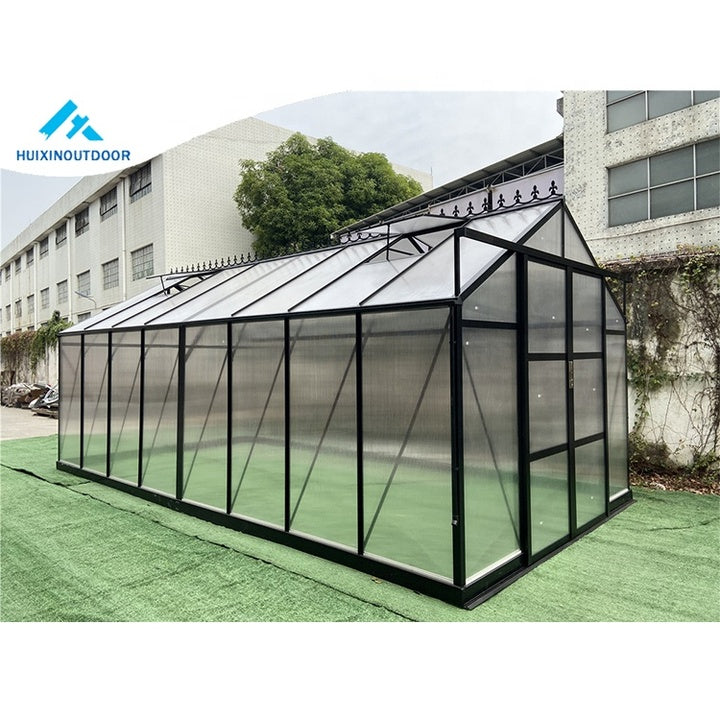 Factory Price Galvanized Steel Base Polycarbonate Garden Plant Aluminum Prefabricated Outdoor Backyard Tunnel Glass Greenhouse