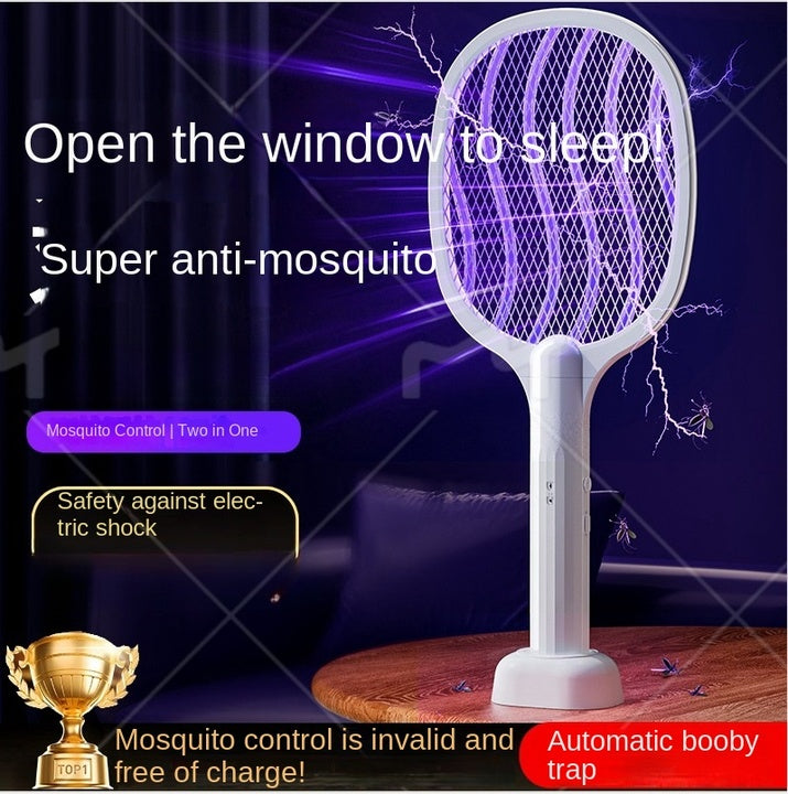 New Gen 2-in-1 Electric Mosquito Zapper Plastic 5-Layer Safety Design Light Wave Luring Electric Shock Eco-Friendly Long Battery