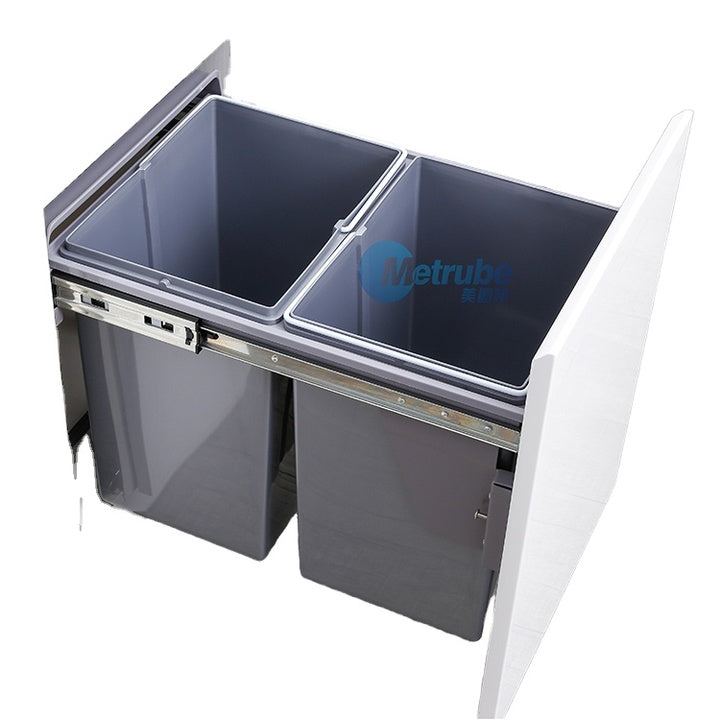 Modern Grey Color Plastic Pull Out Trash Can for Kitchen and Bathroom Small Storage Bucket Garbage Can