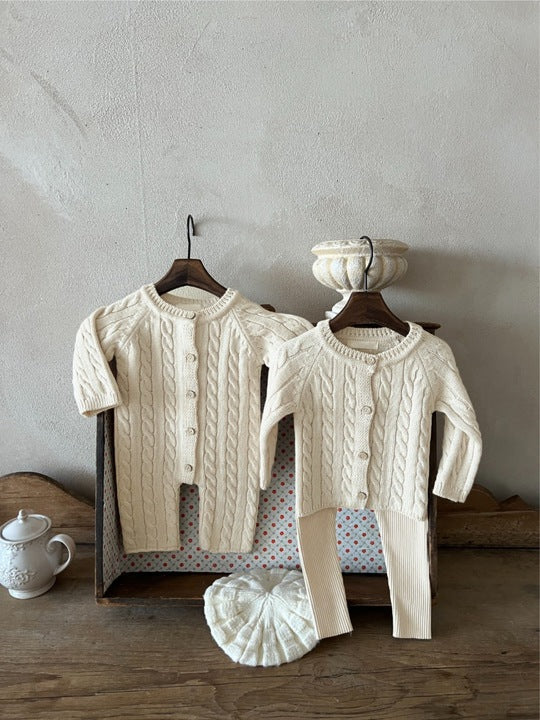 Hot Sale Autumn Spring Unisex Long Sleeve Kids Romper 100% Organic Cotton Rib Twisted Stitch Knit Baby Romper