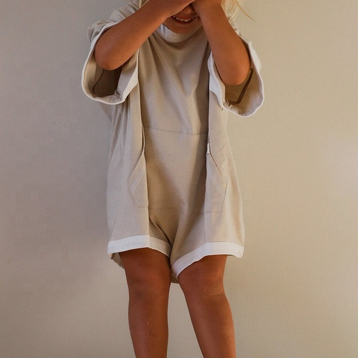 Knitted Unisex Customized Casual Oversized Fit Half Sleeve Plain Baby T-SHIRT ROMPERS