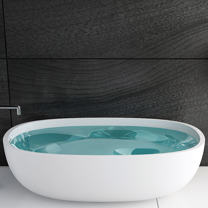 European Style Solid Surface Freestanding Bathtub with Overflow