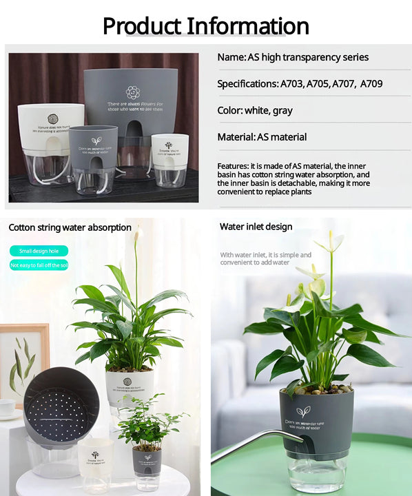 Self-absorbing Lazy Flowerpot Household Resin Transparent Water Storage Basin Double-Layer Customizable Hanging Cartoon