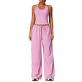 Border Brushed Solid Breathable Eco-Friendly Yoga Set Quick-Dry Four-Way Stretch Drawstring Halter Strap V-neck Sports Set