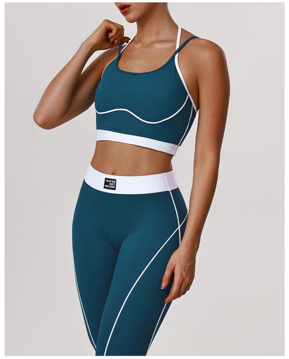JY 2026 Custom logo Women Trend Yoga Sport Wear Clothes Sets Contrast Color Breathable Running Gym Activewear Fitness Outfits
