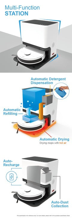 robot vacuum cleaner and mop LDS+ dual-line laser obstacle avoidance with automatic self-cleaning for office - 1 year warranty