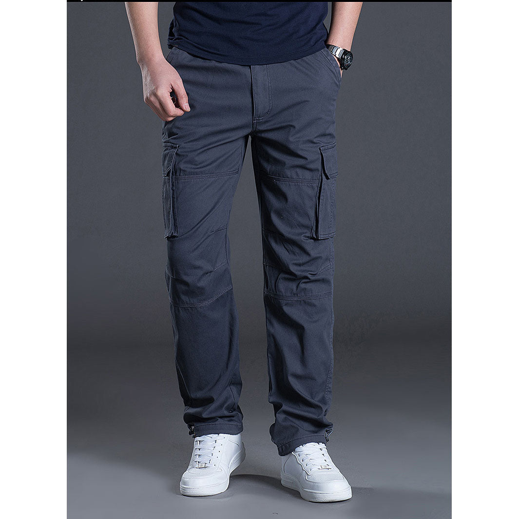 Winter Men Cotton Woven Cargo Zip Fly Pants Fashion Multi-Pockets Elastic Waist Mens wholesale men pants trouser