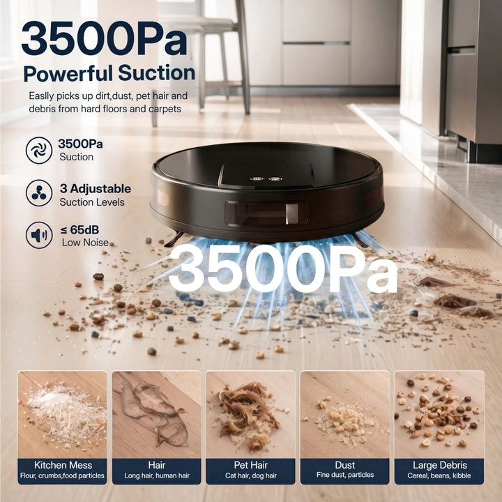GV2G-SJ 3500Pa Robot Vacuum Cleaner Mop Automatic Cleaning Self-Emptying App-Controlled Plastic for Hotel Household Use