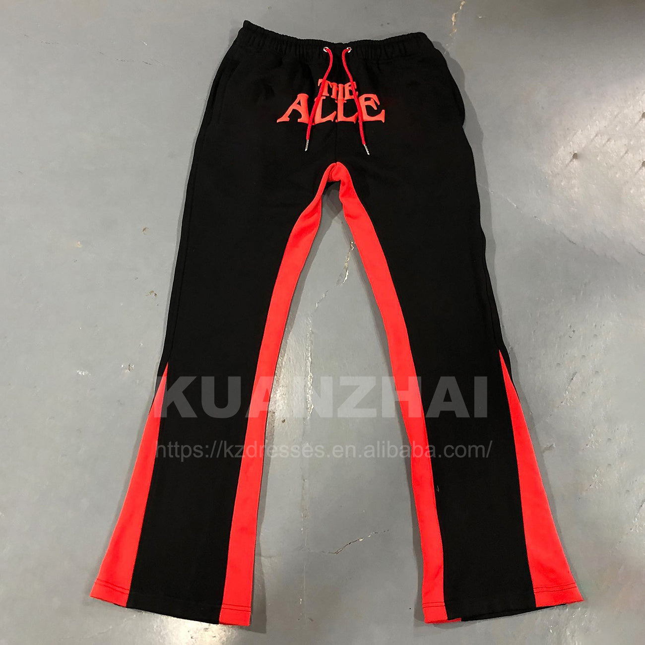 Custom flared sweatpants cotton screen puff printing men flair track jogger trouser flare sweat pants men