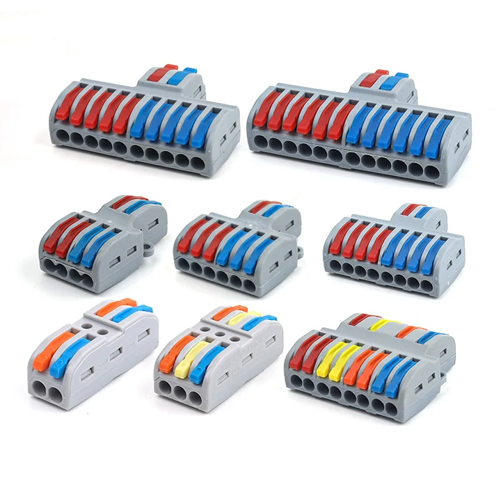 Compact Universal Push-In Electrical Connectors Quick Splitter Wiring Cable Connector Copper Butt Terminal Block AWG28-12 Power
