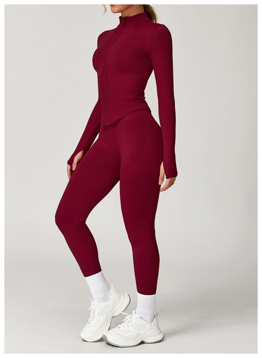 Fitness Gym Clothing 2 PCS Yoga Set Seamless Zipper Jacket Women Clothes High Waist Leggings Gym Fitness Sets