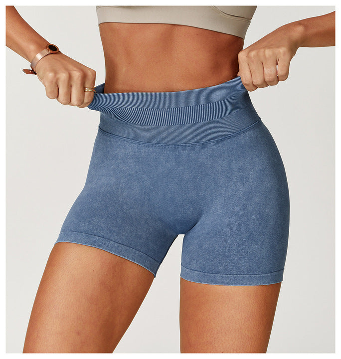 GH Custom Logo Women Sand Washed Yoga Shorts Seamless High Waist Sports Fitness Shorts