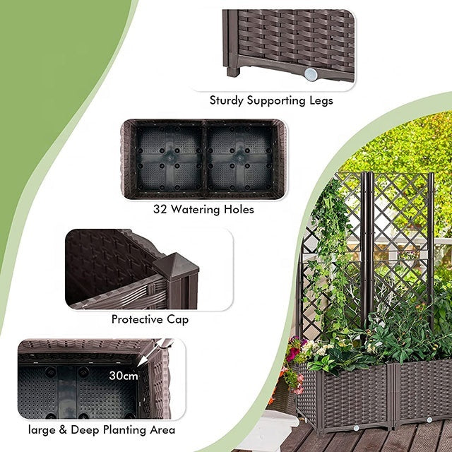 Plastic Raised Garden Bed Planter Box with Trellis