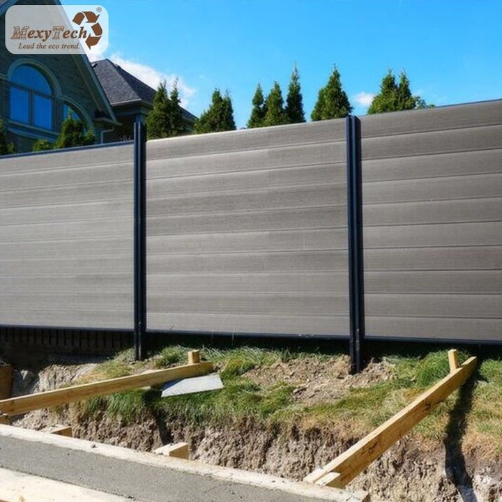 MexyTech MecoFence Wood Plastic Composite Wpc Garden Privacy Fence with Solar Led Light