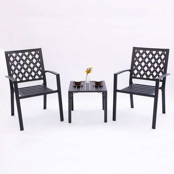 Outdoor Furniture Detachable Table Camping Chair With Patio Umbrella Heavy Duty Iron Coffee Table and Chairs Set