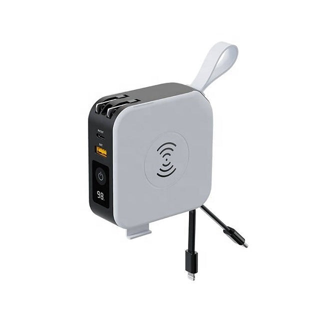 5 in 1 Powerbank 10000mah Portable Wireless Power Bank With Built in Cable Power Banks With Phone Holder