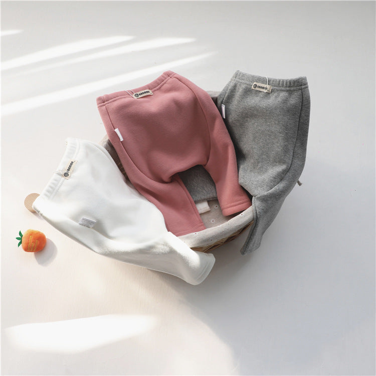 Spring Autumn Solid Color Cotton Child Baby Kids Unisex Sports Long Trousers Pants For Baby Boys Girls