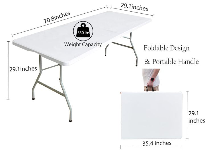 Customized Cheap Portable Outdoor Folding Table /6/8ft White Plastic Foldable Garden Table Modern Design for Dining Events Party