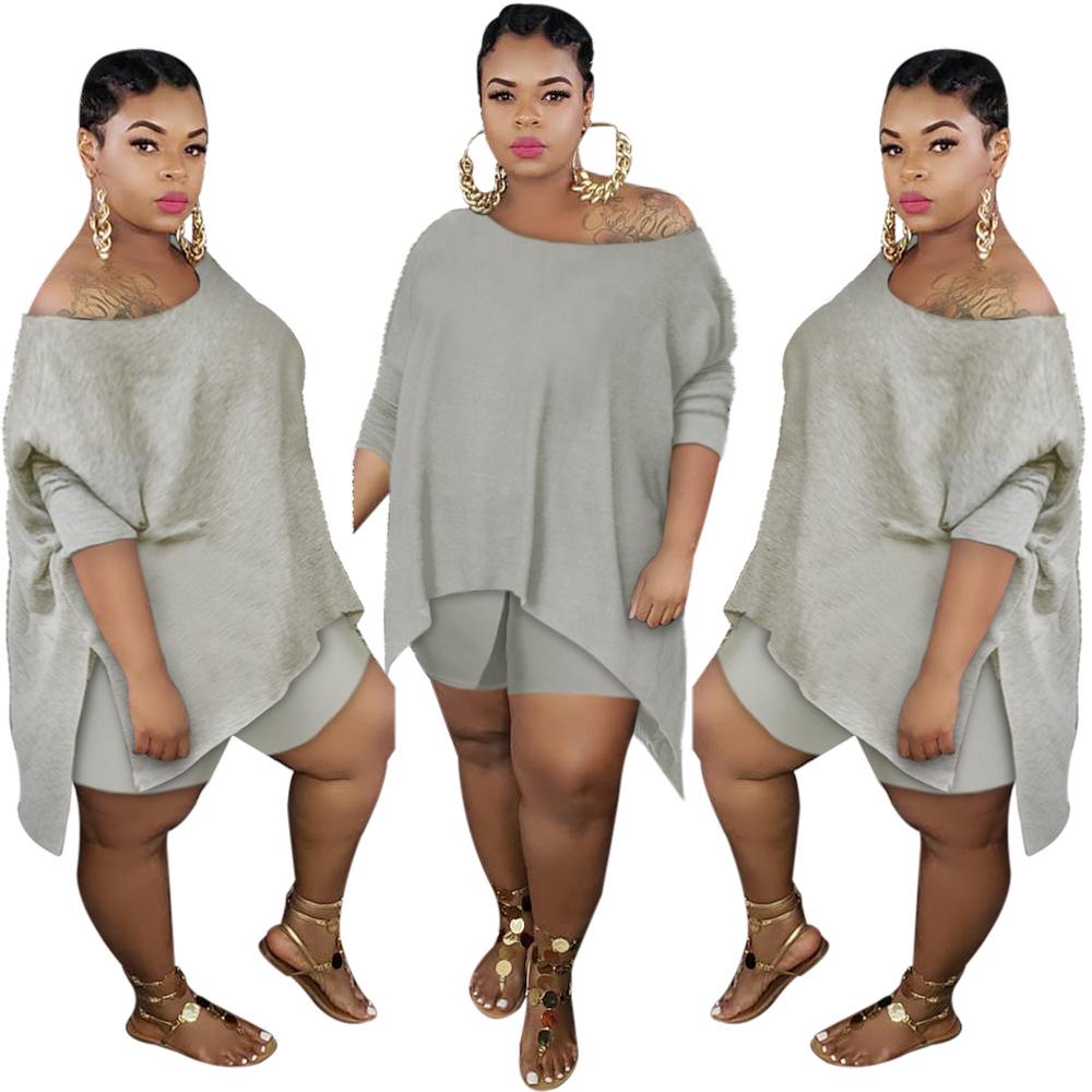 plus size two piece set women bikershorts set 2pcs summer clothing sets plain color size 4xl 5xl suits tracksuits