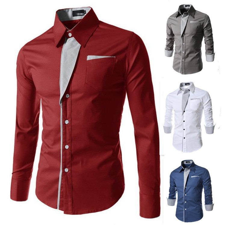 Cheap Solid Color Multi-color Shirt Men Slim Fit Mens Long Sleve Shirts Men's Dress Shirts