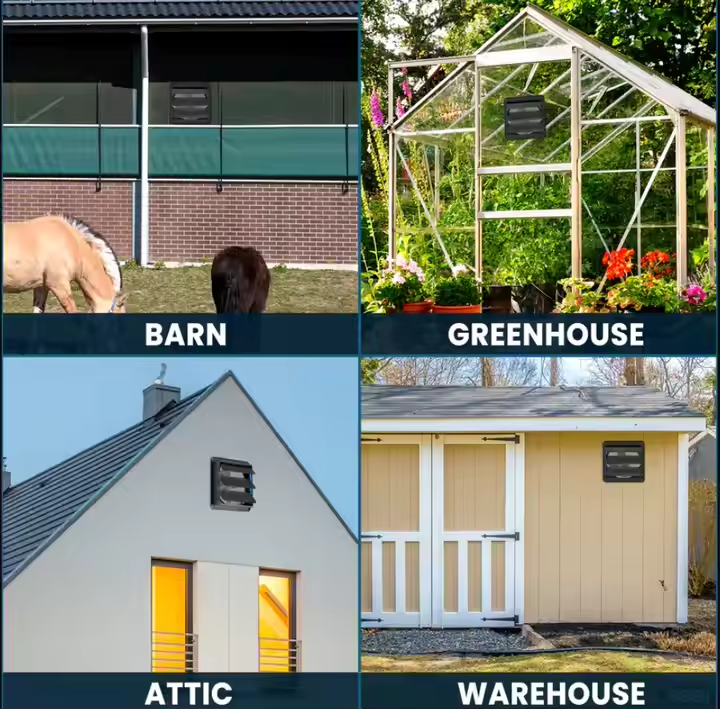 12 Inch DC Brushless Solar Powered Shutter Exhaust Fan OEM Wall-Mounted for Factories Basements Chicken Coops Car Parks