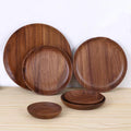 Hot sale reusable eco-friendly hot selling salad fruit snack dessert plate serving charger round wooden dishes for home decor