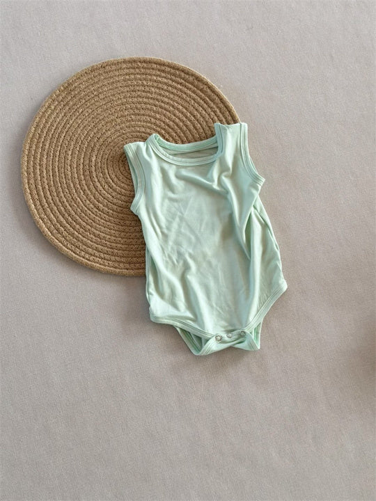 Newborn Baby Sleeveless Soft Bamboo Romper Infant Casual Eco-friendly OEKO-TEX Bamboo Fabric Clothing Baby Onesie Solid Color
