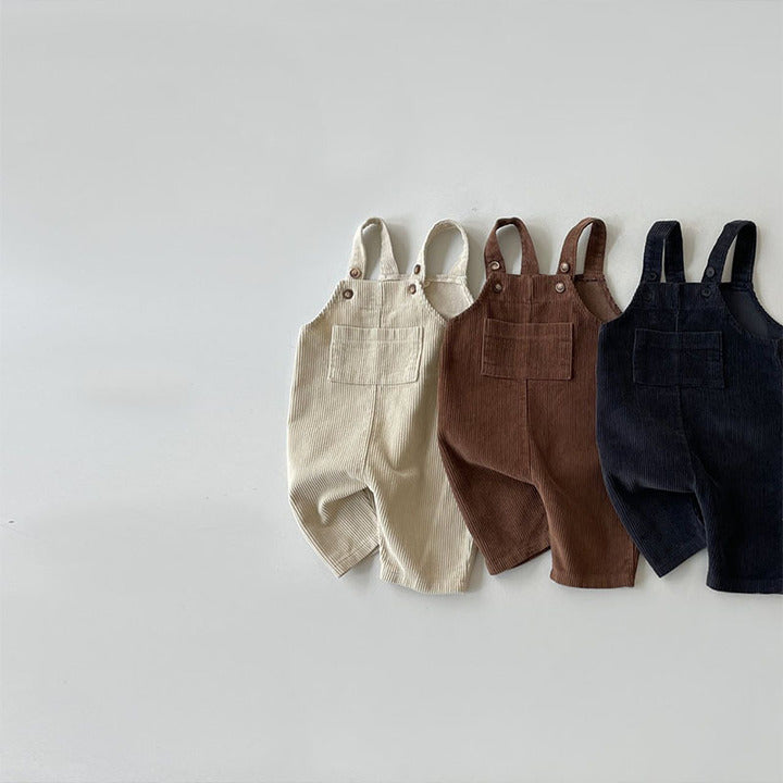 New Baby Sleeveless Corduroy Overalls Solid Newborn Cotton Pants Kids Casual Strap Jumpsuit Autumn Infant Clothes