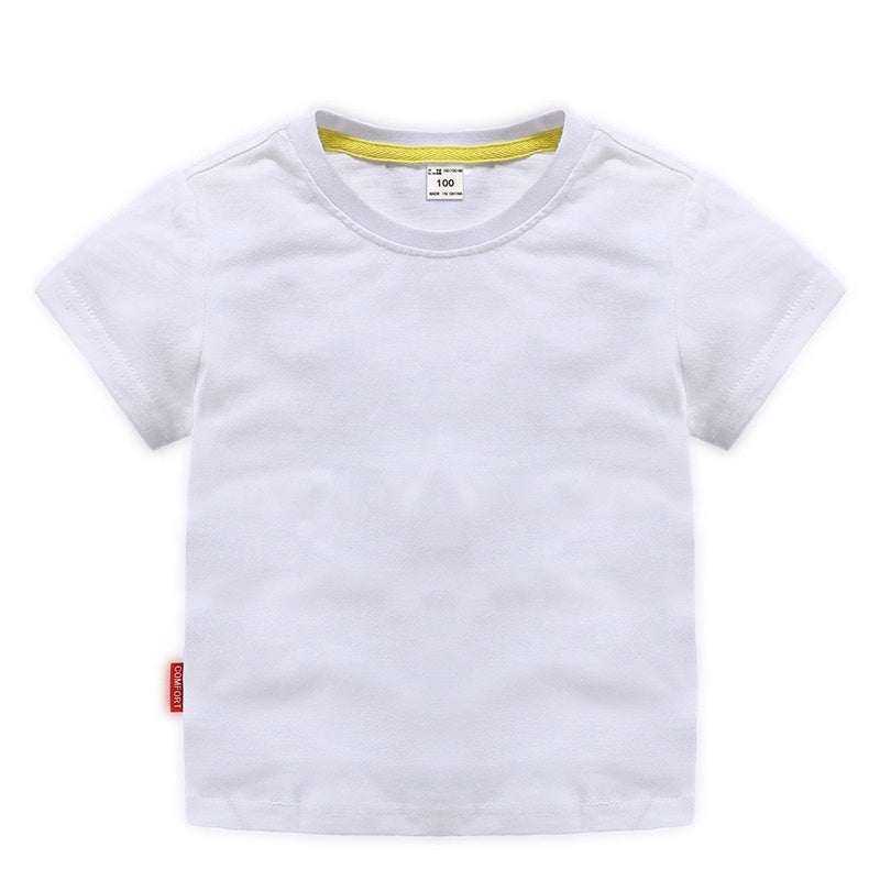 JL0517A Wholesale High Quality Boys T-Shirts 100%Cotton Plain T Shirt Kids Custom LOGO White  T Shirts For Children