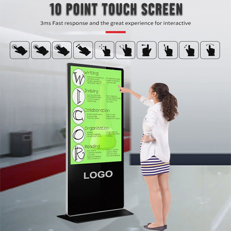 KINGONE Floor Standing Vertical Interactive Digital Signage Totem LCD TV Touch Screens Kiosk Advertising Display for advertising