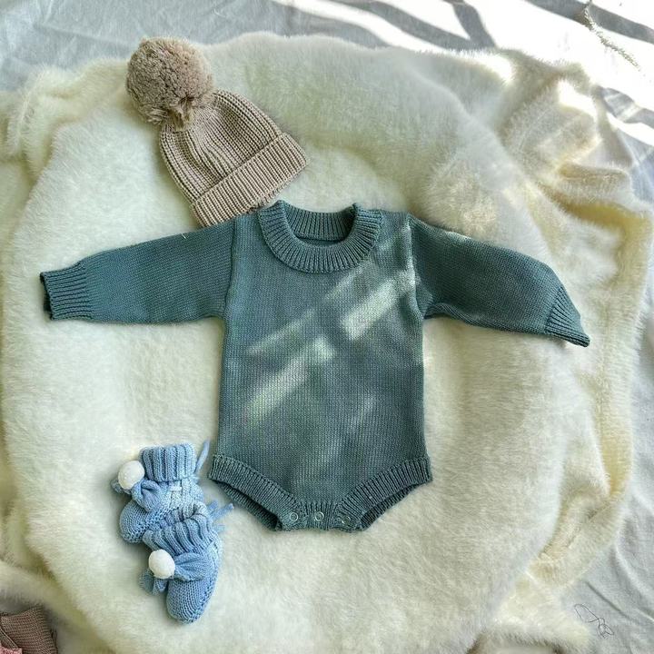 Baby Romper Newborn Baby Knitted Clothes Long Sleeve Knit Romper Jumpsuit with Headband Infant Fall Winter Clothes
