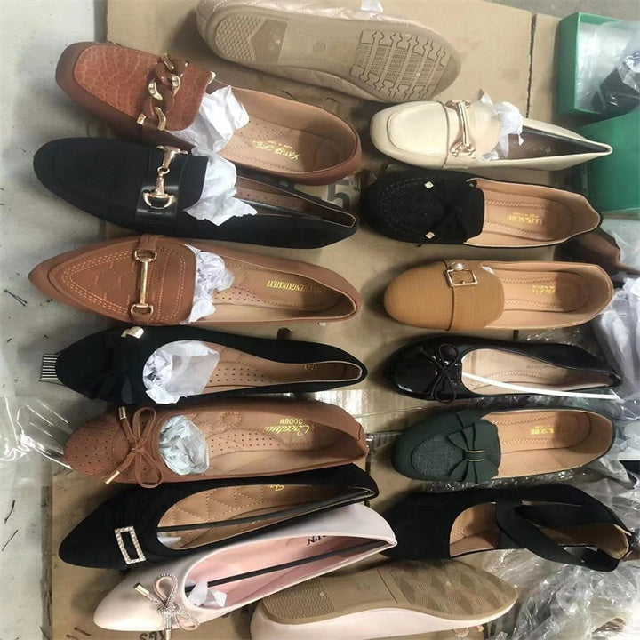 Women's Flat Shoes Bow Flat Soft Sole Pointed Single Shoes Women's Cheap Shoe Mix Design Wholesale
