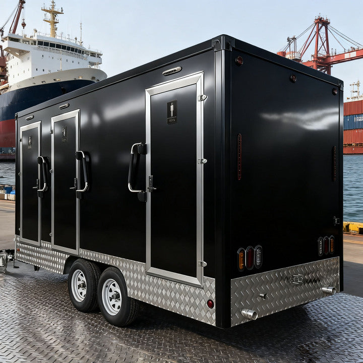 Modern Chinese Design 3-Stall Galvanized Sheet Eco-Friendly Portable Toilet Trailer Durable Outdoor