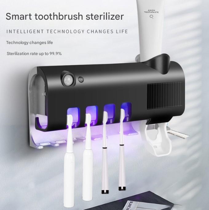 Intelligent Non-Punching Squeezing Toothpaste Toothbrush Holder with Automatic Touch Control Wall-Mounted Plastic Design