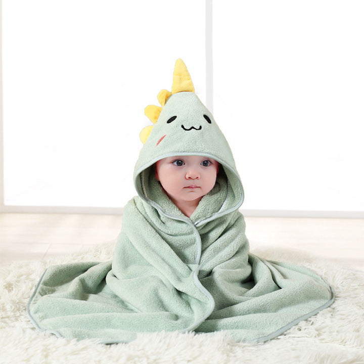 Soft Cartoon Animal Shape Baby Hooded Towel Coral Velvet Microfiber Baby Shower Towel Ponchohooded Towel
