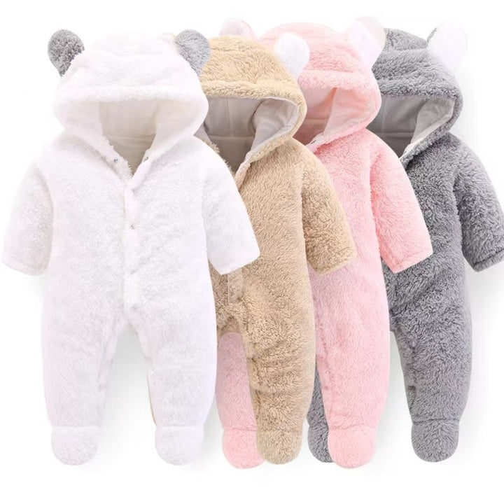 Hot Sale Autumn Winter Clothes 0-2 Years Infant Plush Warm Jumpsuit Long Sleeve Sweatshirt Romper Split Legs Baby Sleeping Bag