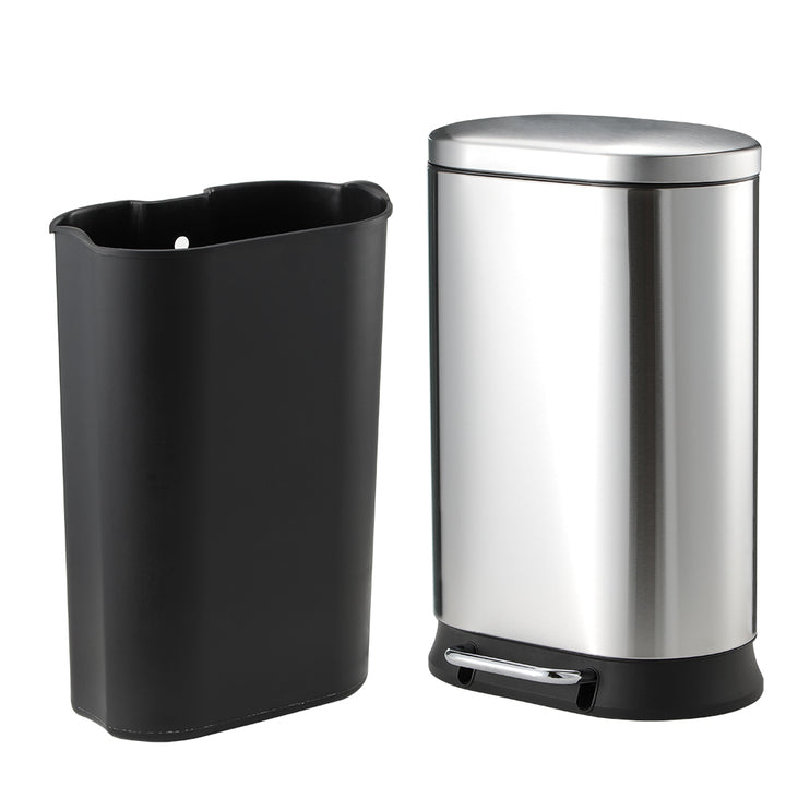 SY Eco-friendly Stainless Steel Metal Trash Bin Lid Step Pedal 5L/30L/50L Capacity Silver Indoor Home Garbage Can Trash Can