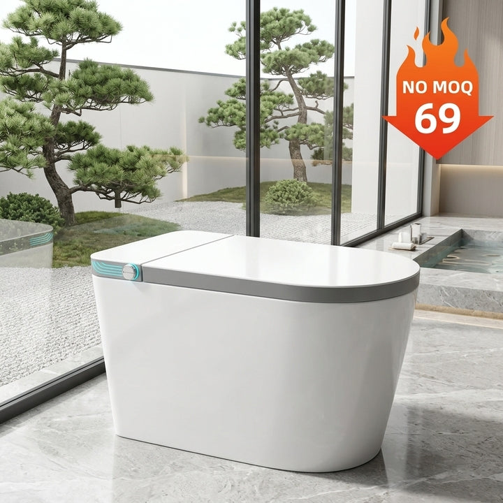 Floor Mounted Wc Intelligent Toilet Automatic Operation Flush Bon Cau Thong Minh Auto Open Sensor One Piece Smart Bidet Toilet