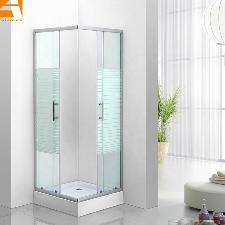 Cheap Square Bathroom Shower Cubicle KF-2301B Tempered Glass Shower Enclosure with Base Sliding Door Aluminium Alloy Frame