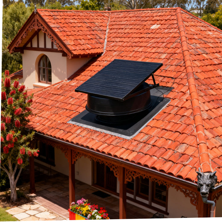 Home Appliance Exhaust Fan 12Inch 40Watt Solar Roof Vent Fan Remote Control Metal Construction Outdoor Use OEM ODM DC Brushless