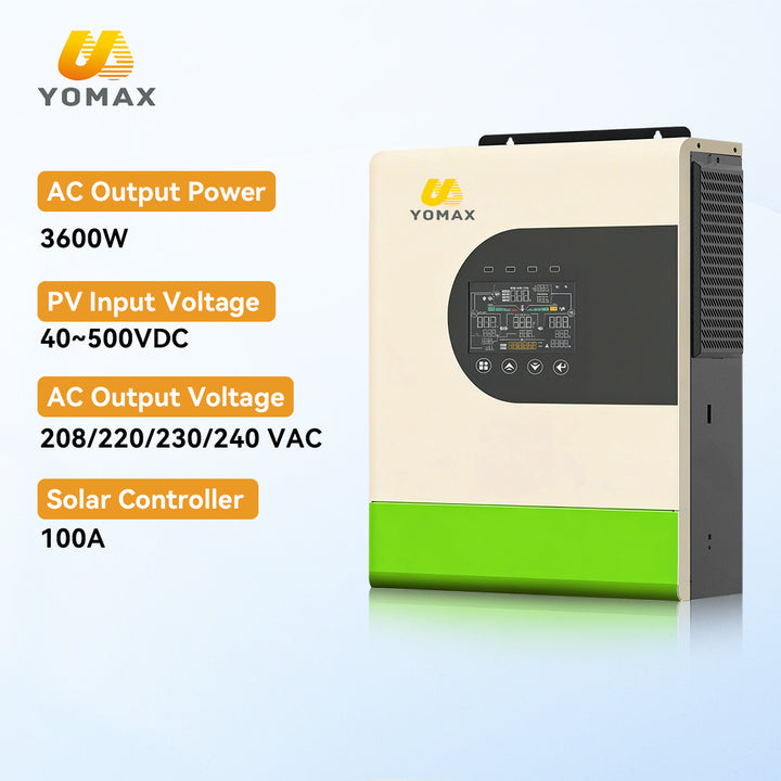 YOMAX CP-EK36 3.6KW 208V/220V/230V/240V Pure Sine Wave MPPT PV Lead Acid Lithium Battery Off-grid Hybrid Solar Inverter 97.5%