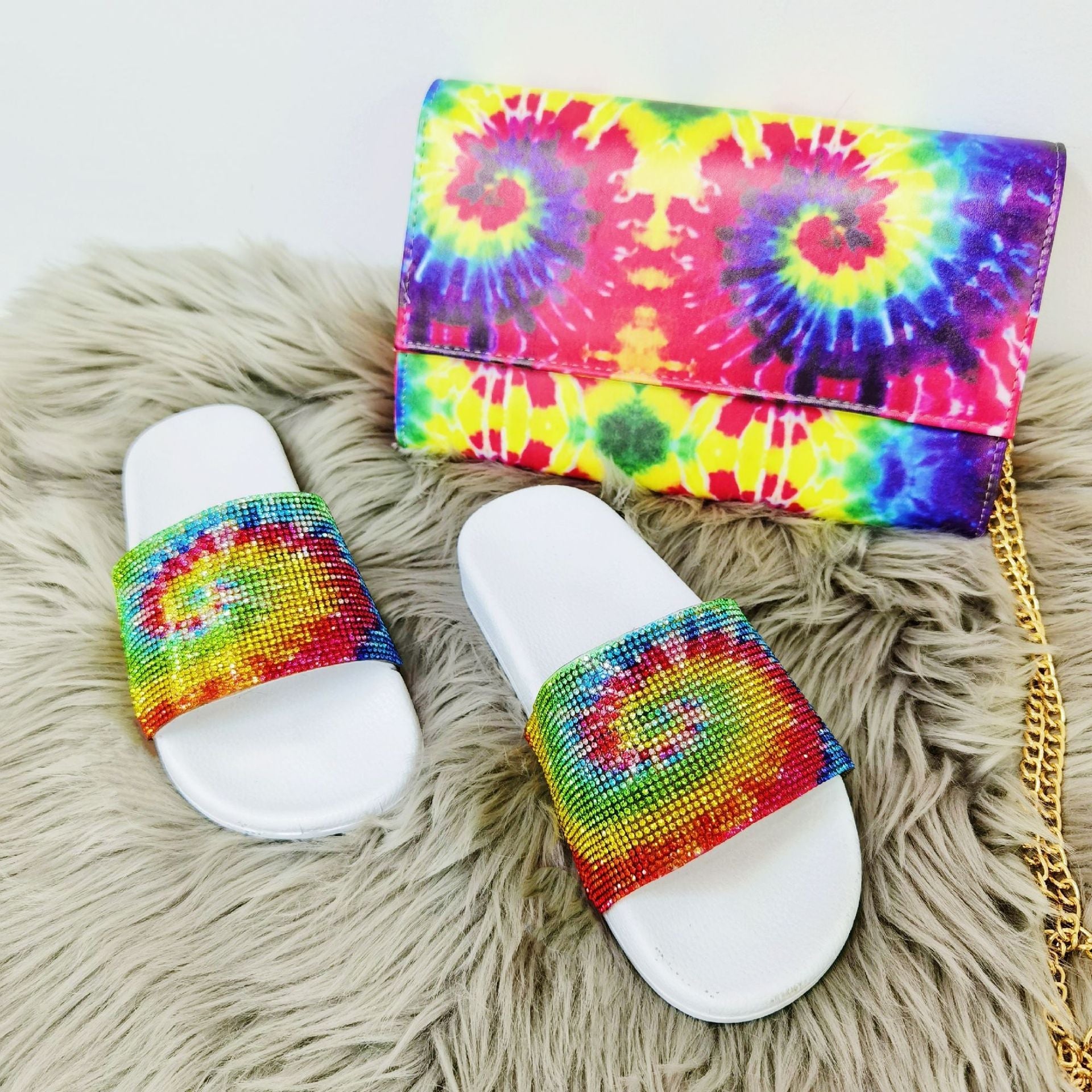 fanlosn trending best selling rhinestone dollar purse women bag and sneakers set slippers bling headband