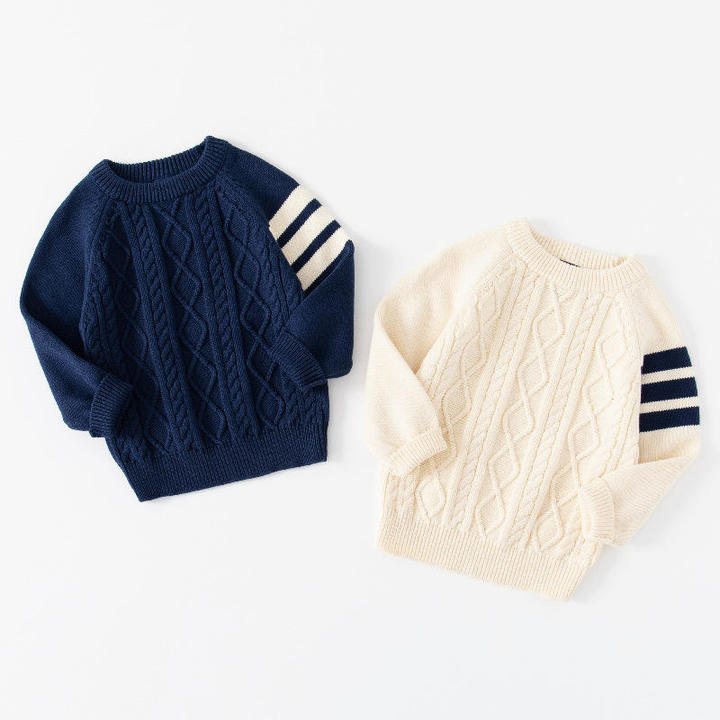BW07 Custom Kids Cable Knitwear Wholesale Baby Winter Sweaters Boys Cotton Clothing