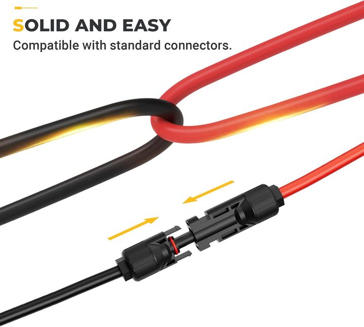 Solar Panel Cable PV Connector Wire 2.5mm2 4mm2 6mm2 With Connector Black 10 AWG Solar Extension Cable
