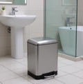 Modern 6L Brushed Stainless Steel Waste Bin Rectangle Silver Soft-Close Trash Can With Foot Pedal